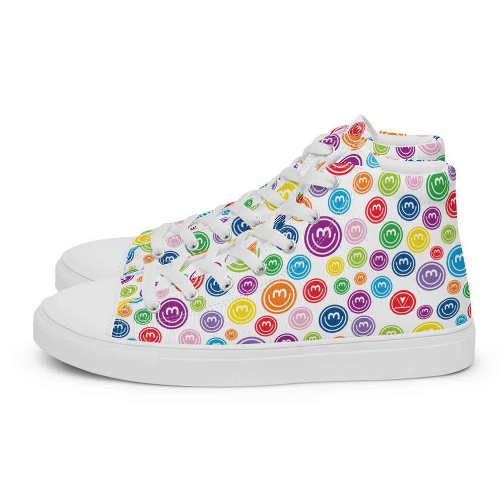 Lighthearted Pastel Women’s High Top Canvas Shoes Sneakers Watercolor Dots Multicolor Paint Fashion Colorful Lace Up Sneakers